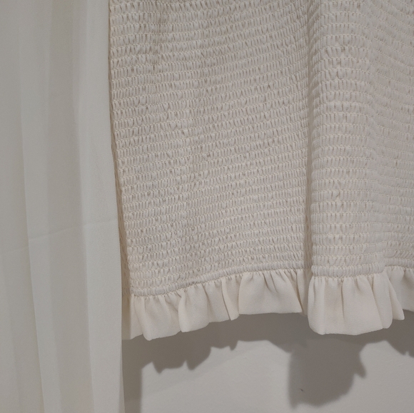 Quince long sleeved cream blouse, zippered back, sheer sleeves - M - Picture 5 of 12
